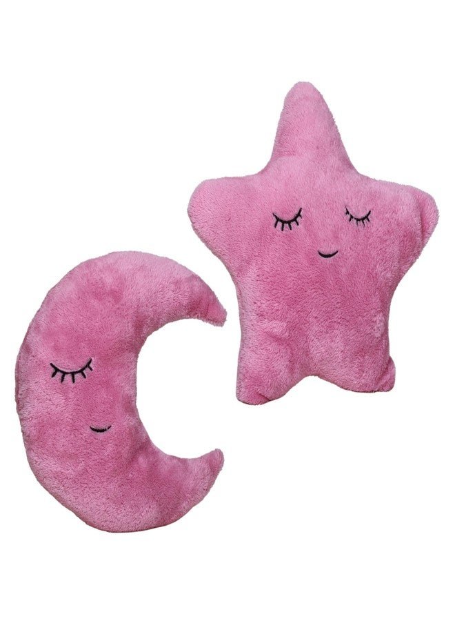 Humpy Hare Soft Plush Moon & Star Pillow Toy Set Combo of 2 | Cot Cushion & Playtime Soft Toy for Kids, Children, and Babies | Stuffed Plush Pillow | (Pink & Pink) - Image 1